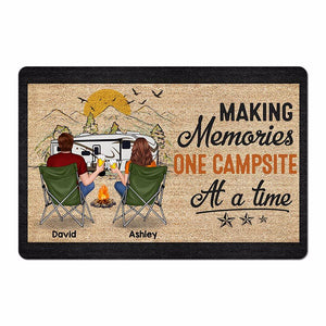 Camping Couple Back View Personalized Doormat