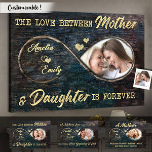 Love Mother Daughter/Son Custom Photo Canvas Gift For Mom