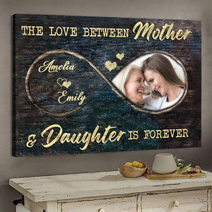 Love Mother Daughter/Son Custom Photo Canvas Gift For Mom