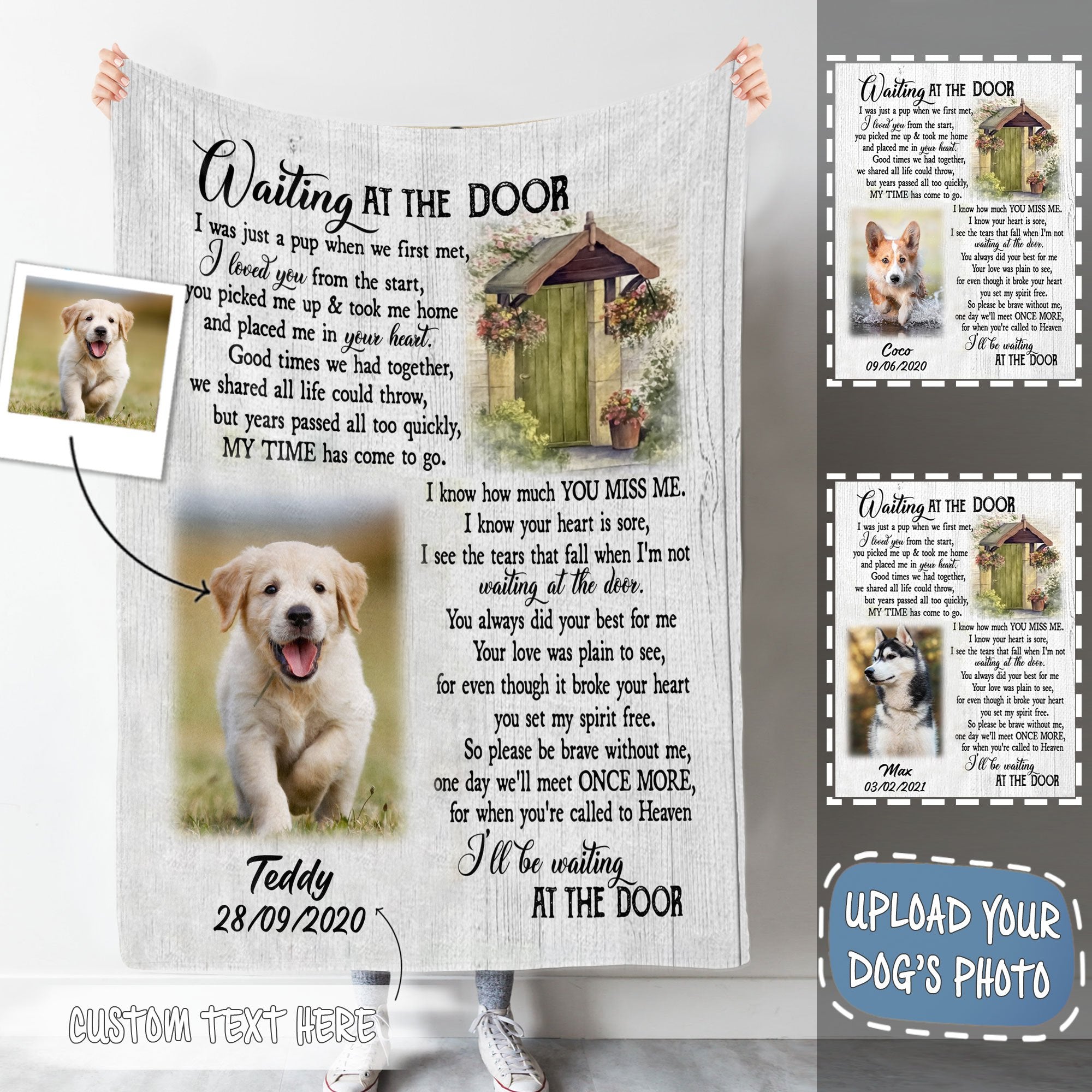 Waiting At The Door Upload Photo Blanket Memorial Gift For Dog Lovers