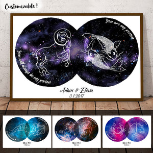 Zodiac Couple Star Signs Custom Poster Gift For Couple