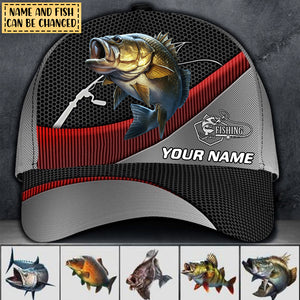 Personalized Fishing Metal Red Classic Cap