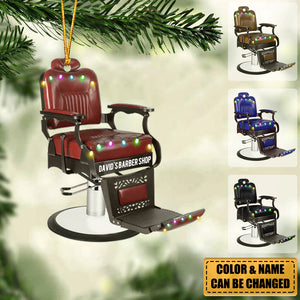Barber Chair Personalized Christmas Ornament - Gift For Barber