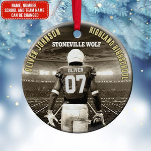 College Football Player Ornament - Custom School Name & Team Name - Christmas Tree Decor