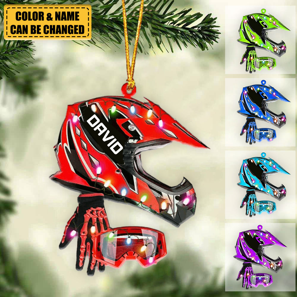 Personalized Dirt Bike Set Full Face Christmas Light Ornament