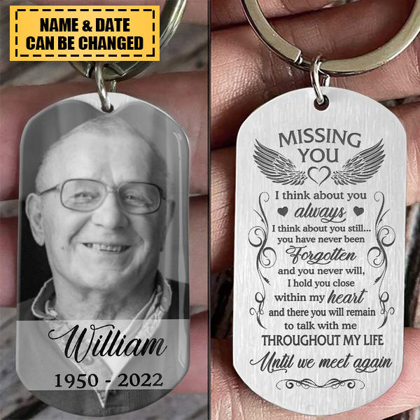 Until We Meet Again, Personalized Stainless Keychain, Memorial Gifts, Custom Photo