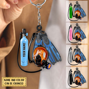 Scuba Diving Equipment Personalized Flat Acrylic Keychain Gift For Diving Lover