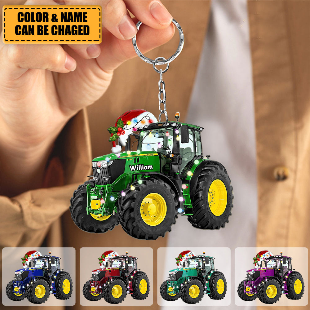 Personalized Tractor Acrylic Keychain