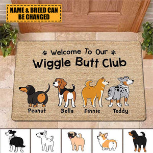 Dog Welcome Wiggle Butt Club Personalized Doormat