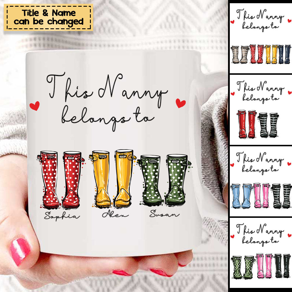 Personalized Grandma Family Boots Mug - Wellies Print