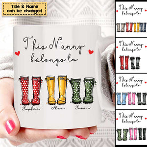 Personalized Grandma Family Boots Mug - Wellies Print
