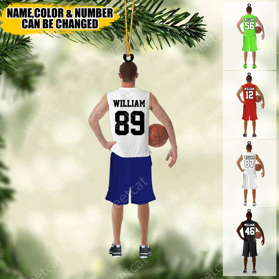 Custom Personalized Basketball Player Holding Basketball Acrylic Ornament, Gift For Basketball Players