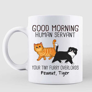 Walking Fluffy Cats Good Morning Cat Human Servant Personalized Mug