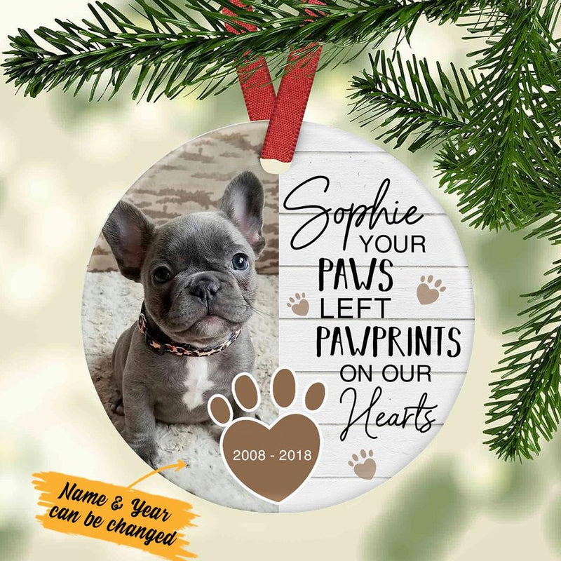 Pet Dog Cat Memorial Ornament, Personalized Circle Acrylic Ornament