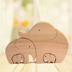 Family Is Forever - Gift For Family - Wooden Pet Carvings, Wood Sculpture Table Ornaments, Carved Wood Decor