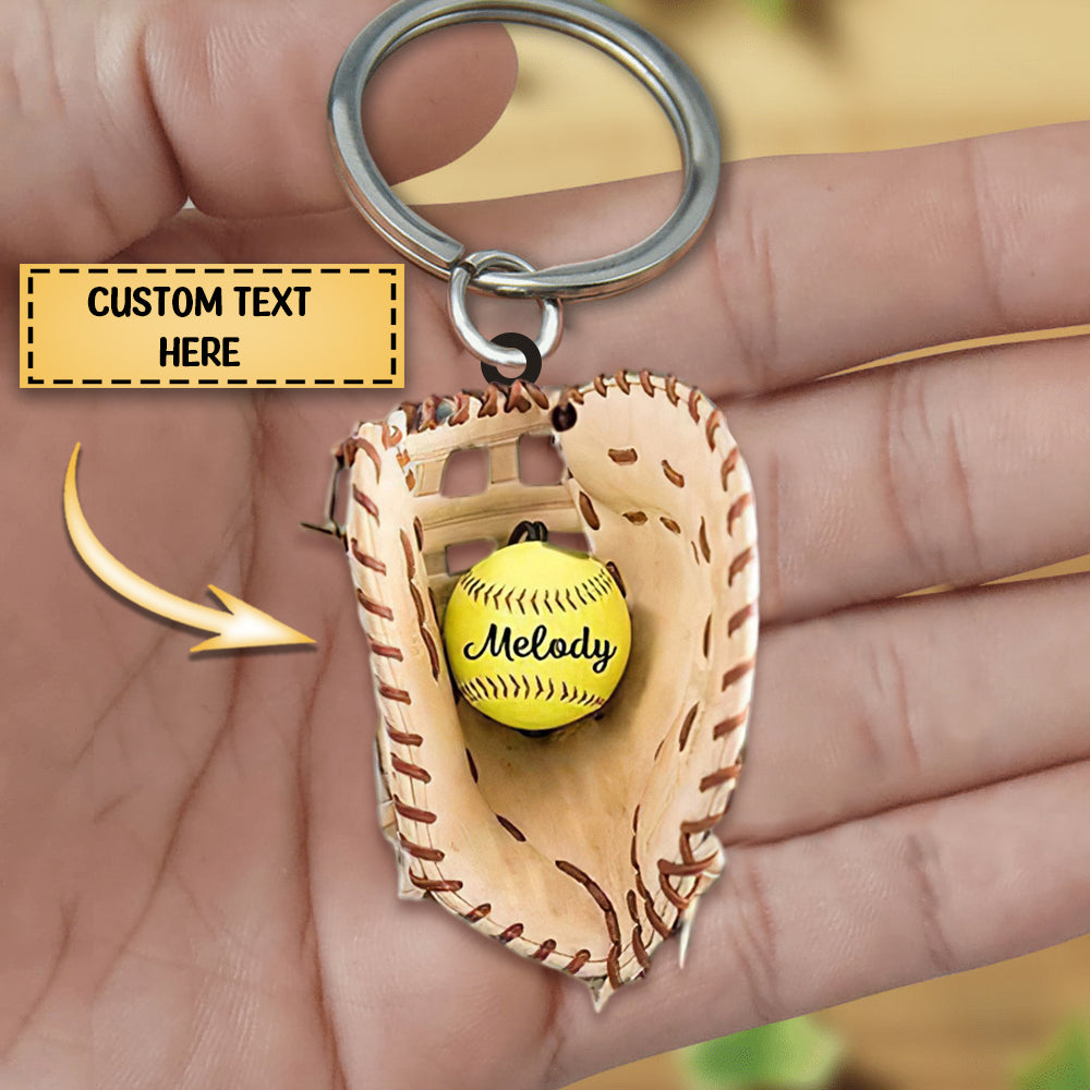 Personalized Softball Glove Acrylic Keychain