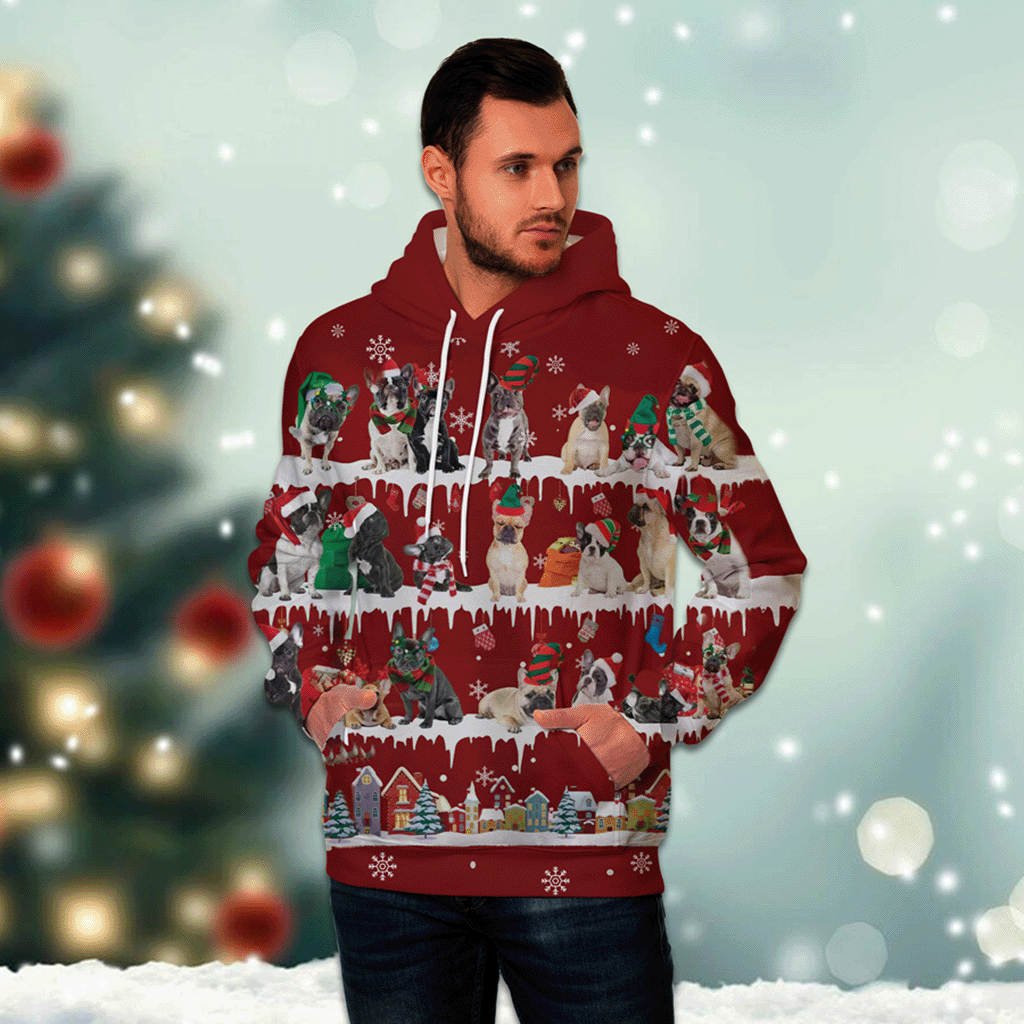 French Bulldog - Snow Christmas - 3D Hoodie