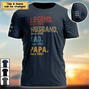 Personalized Vintage Legend Husband Dad Papa Since T-Shirt