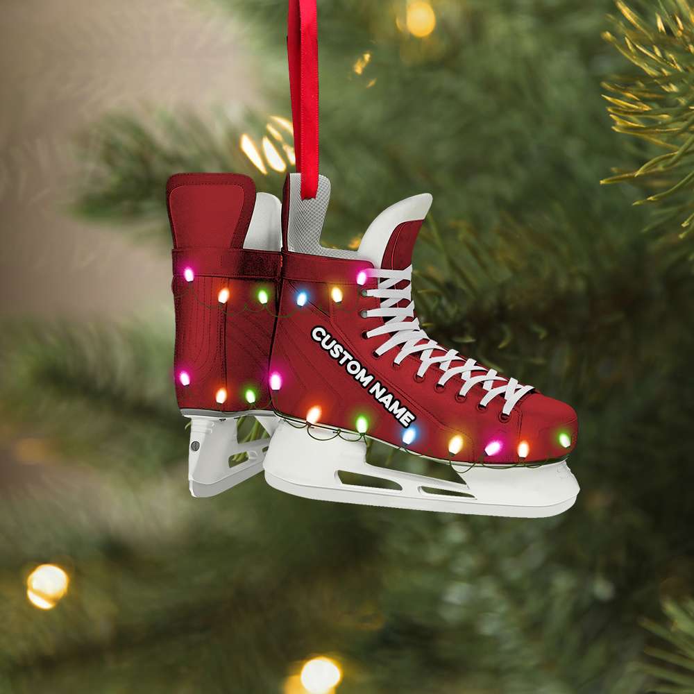 Ice Hockey Skates - Personalized Christmas Ornament - Gift for Hockey Players