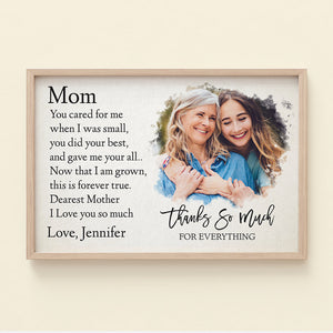 Mom Thank You So Much For Everything Personalized Canvas Print, Mother Gift