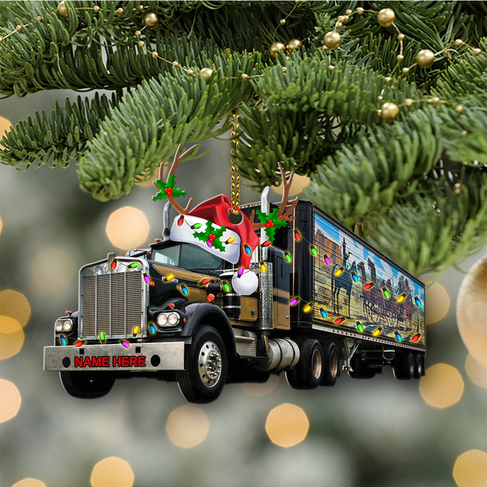 Personalized Semi Truck Christmas Ornament