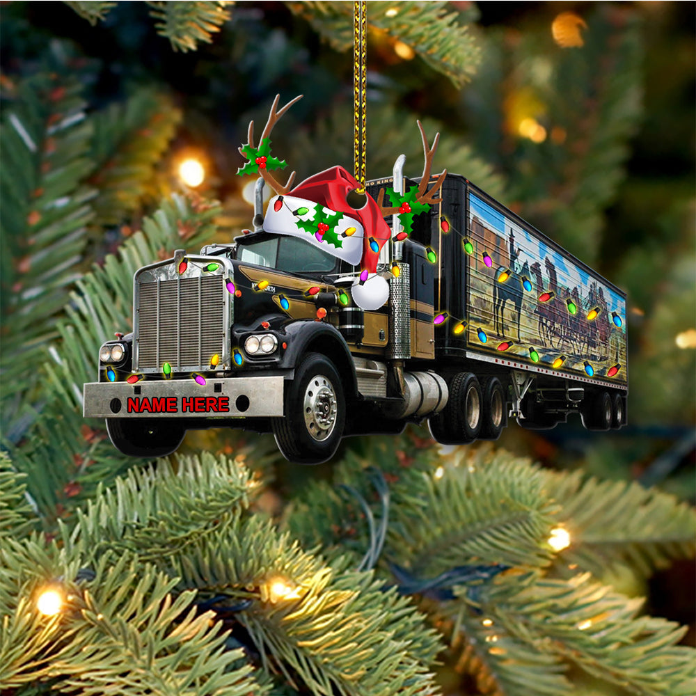 Personalized Semi Truck Christmas Ornament