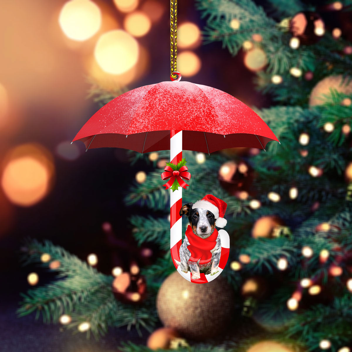 Australian Cattle Under Umbrella Christmas Ornament