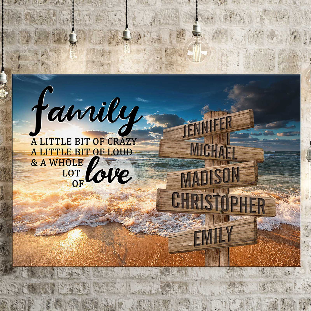 Ocean Sunset Color A Little Whole Lot of Love Multi-Names Premium Canvas Poster