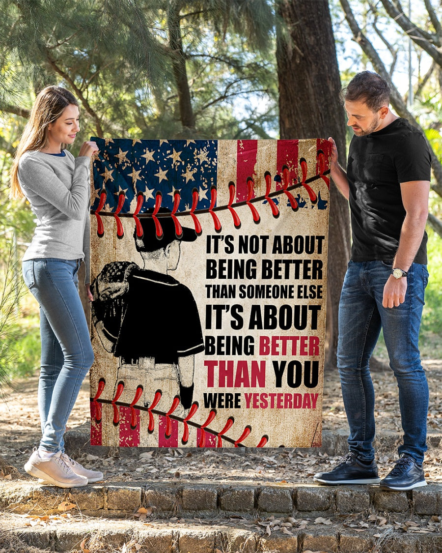 Personalized It's being better than you were yesterday Quilt, Fleece Blanket-Gift For Baseball Lovers