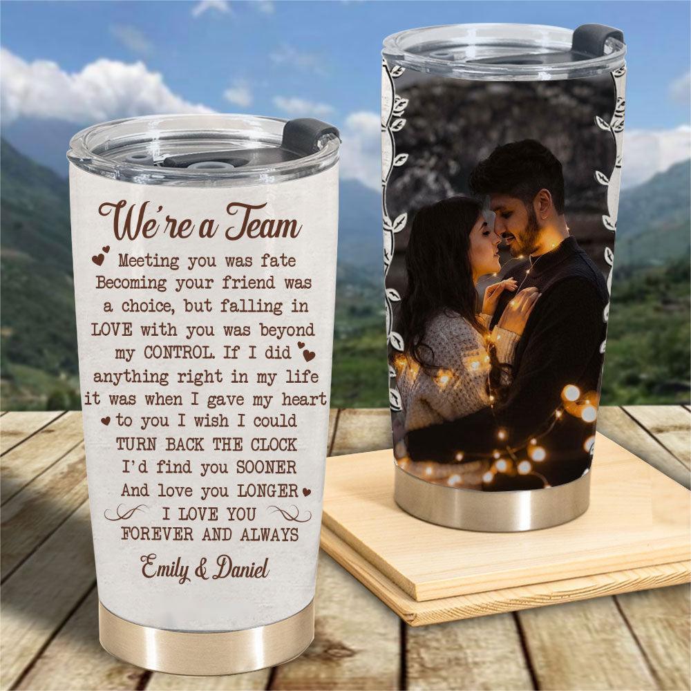We're A Team Custom Photo Personalized Tumbler Gift For Couple