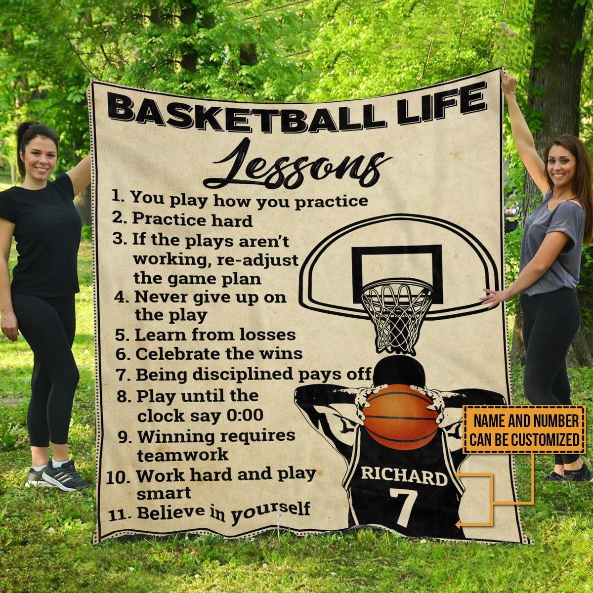 Basketball Lesson Blanket - Personalized Work Hard