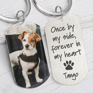 Once By My Side, Personalized Keychain, Pet Memorial Gift For Dog Lover, Custom Photo