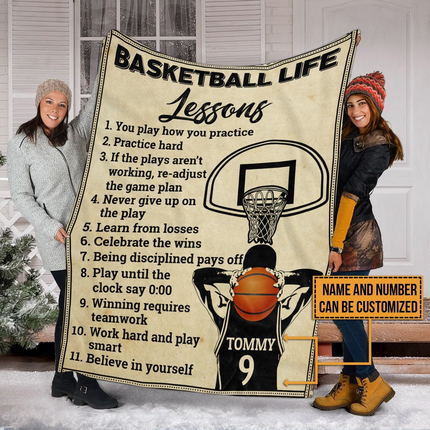 Basketball Lesson Blanket - Personalized Work Hard
