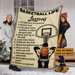 Basketball Lesson Blanket - Personalized Work Hard