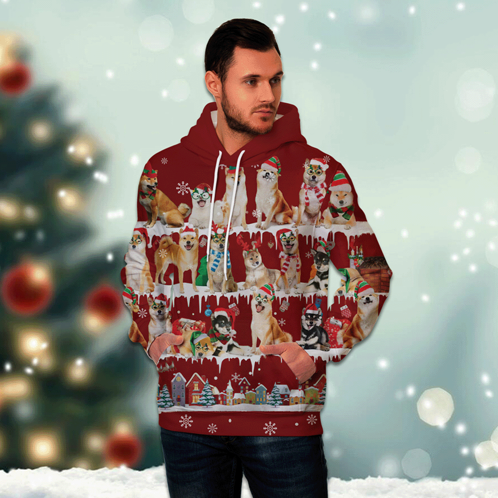 Shiba Inu - Snow Christmas - 3D Hoodie