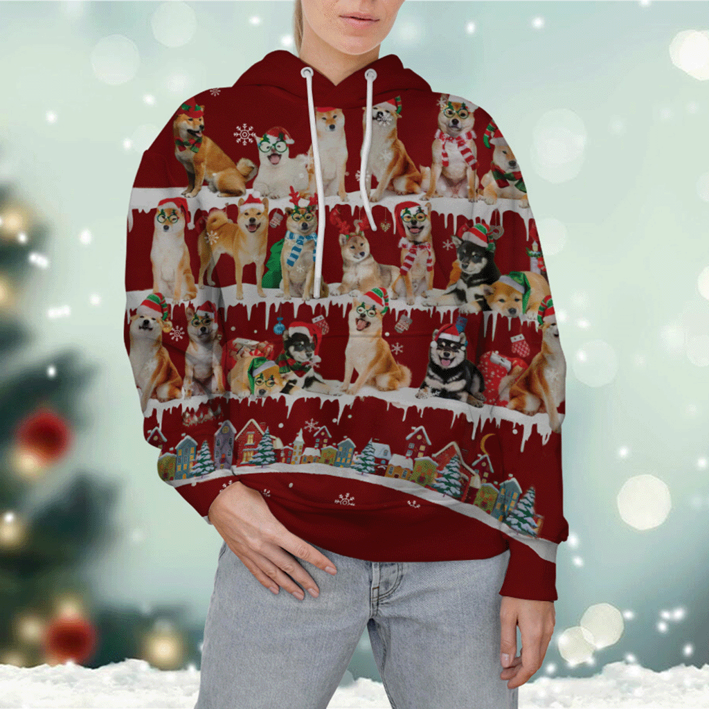 Shiba Inu - Snow Christmas - 3D Hoodie