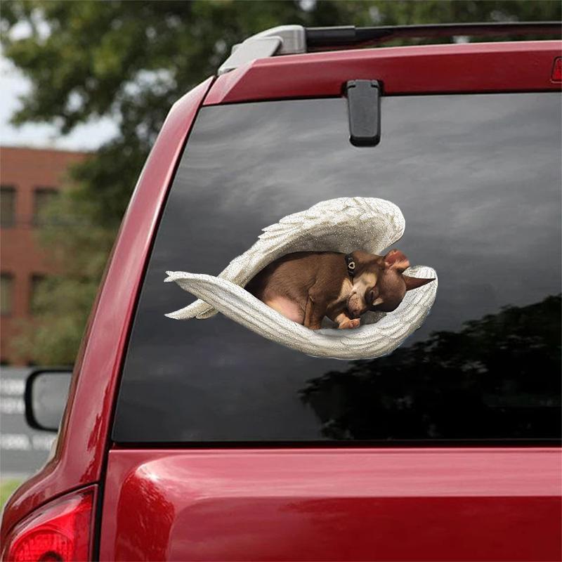 Sleeping angel dog moms  CAR STICKER