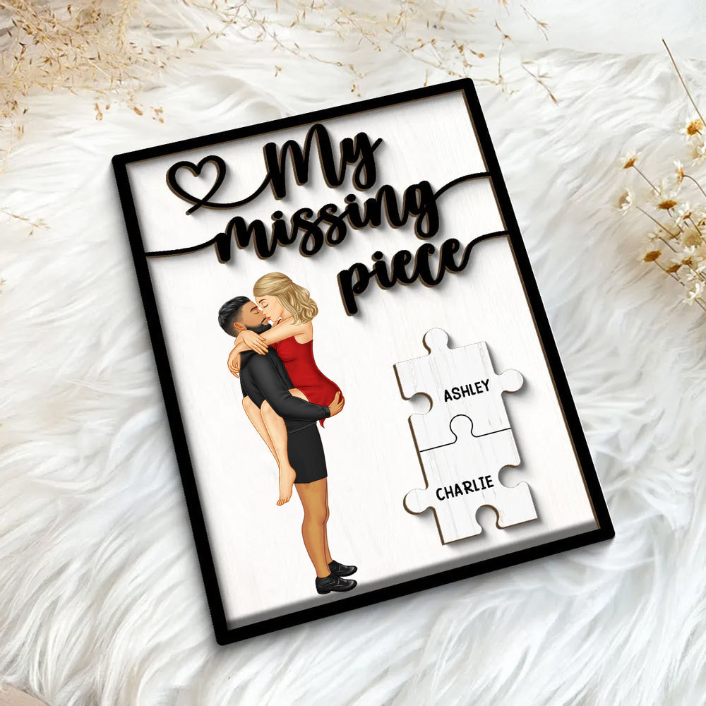 My Missing Piece - Personalized 2-Layer Wooden Plaque - V2